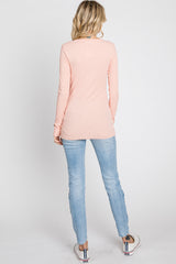 Peach Henley Long Sleeve Top