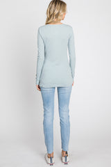 Light Blue Henley Long Sleeve Top