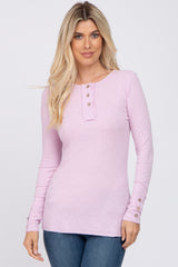 Lavender Henley Long Sleeve Top