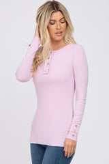 Lavender Henley Long Sleeve Top