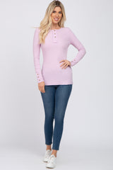 Lavender Henley Long Sleeve Top