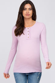 Lavender Henley Long Sleeve Maternity Top