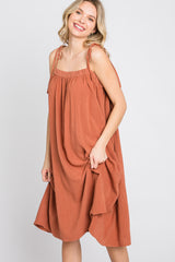 Rust Shoulder Tie Dress