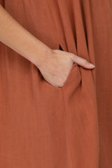 Rust Shoulder Tie Maternity Dress