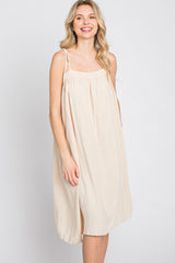 Beige Shoulder Tie Dress