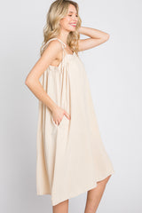 Beige Shoulder Tie Dress