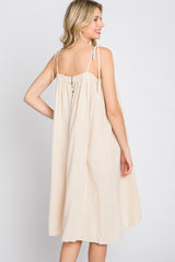 Beige Shoulder Tie Dress