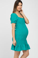 Jade Smocked Puff Sleeve Maternity Dress