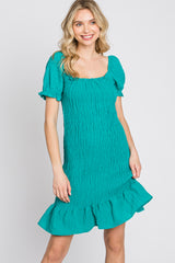 Jade Smocked Puff Sleeve Maternity Dress