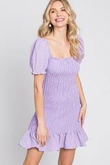 Lavender Smocked Puff Sleeve Dress