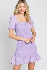 Lavender Smocked Puff Sleeve Dress