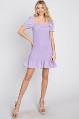 Lavender Smocked Puff Sleeve Dress