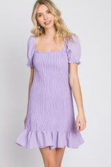 Lavender Smocked Puff Sleeve Dress