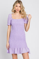 Lavender Smocked Puff Sleeve Dress