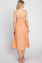 Peach A-Line Midi Dress