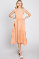 Peach A-Line Midi Dress