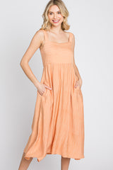 Peach A-Line Midi Dress