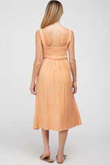 Peach A-Line Maternity Midi Dress