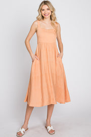 Peach A-Line Midi Dress