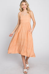 Peach A-Line Midi Dress