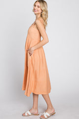 Peach A-Line Midi Dress