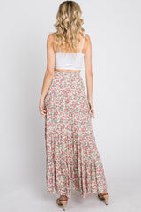 Sage Floral Tiered Maxi Skirt