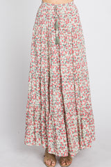 Sage Floral Tiered Maxi Skirt