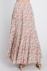 Sage Floral Tiered Maxi Skirt