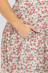 Sage Floral Tiered Maternity Maxi Skirt