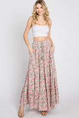 Sage Floral Tiered Maternity Maxi Skirt