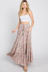 Sage Floral Tiered Maxi Skirt