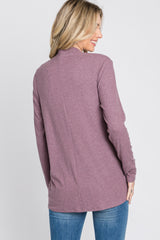 Purple Soft Ribbed Knit Wrap Top