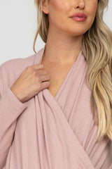 Light Pink Soft Ribbed Knit Maternity Wrap Top