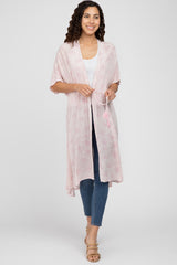 Light Pink Floral Tassel Front Maternity Cover Up