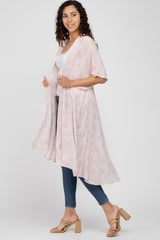 Light Pink Floral Tassel Front Cover Up