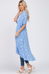 Blue Floral Tassel Front Cover Up