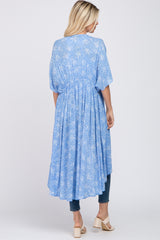 Blue Floral Tassel Front Cover Up