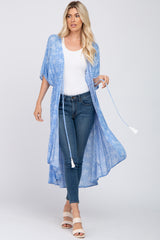 Blue Floral Tassel Front Cover Up