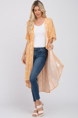 Orange Floral Tassel Front Cover Up