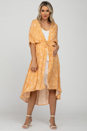 Orange Floral Tassel Front Maternity Cover Up