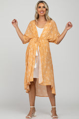 Orange Floral Tassel Front Maternity Cover Up