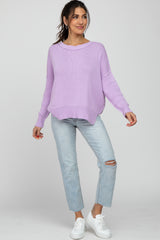 Lavender Exposed Seam Side Slit Sweater