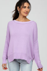 Lavender Exposed Seam Side Slit Sweater