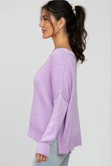 Lavender Exposed Seam Side Slit Sweater