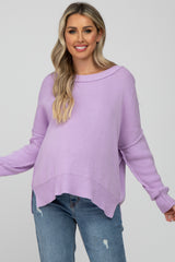 Lavender Exposed Seam Side Slit Maternity Sweater