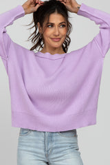 Lavender Exposed Seam Side Slit Sweater