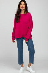 Fuchsia Exposed Seam Side Slit Sweater