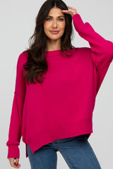 Fuchsia Exposed Seam Side Slit Maternity Sweater