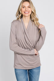 Taupe Draped Wrap Nursing Top