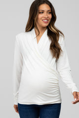 Ivory Draped Wrap Maternity/Nursing Top